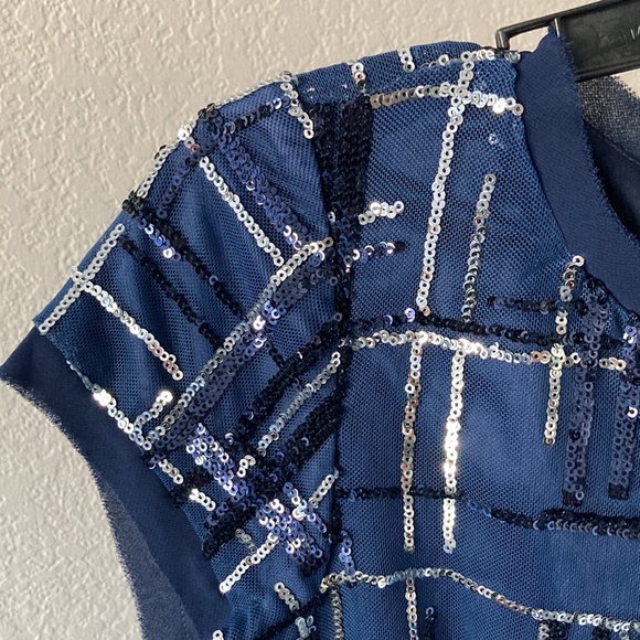 Vince Camuto Navy Color Sequins Dress Size 6 - Picture 2 of 10